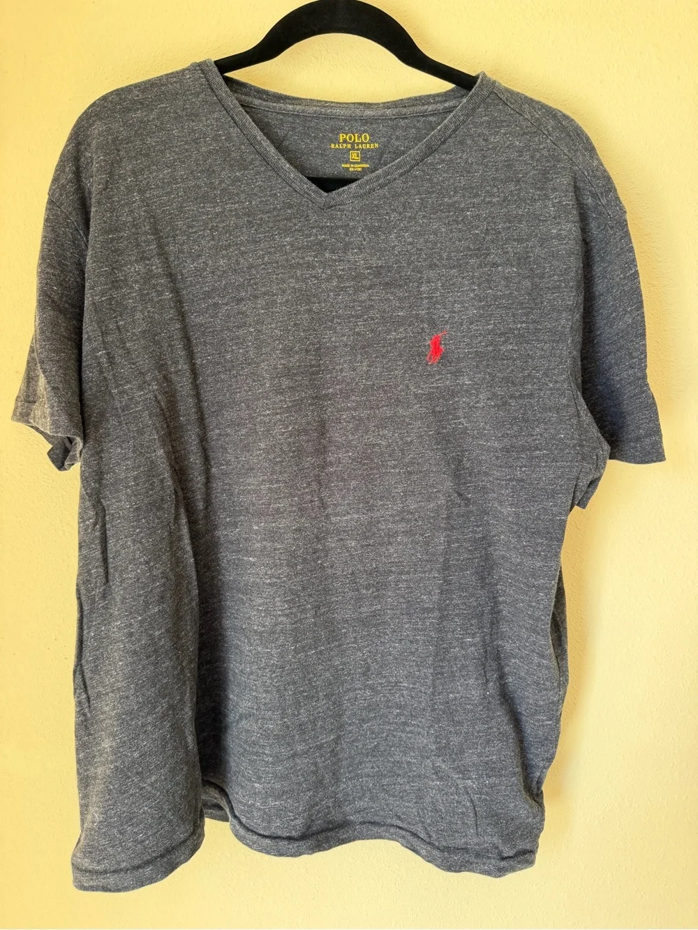 Polo by Ralph Lauren V-Neck Short Sleeve Shirt in Heather Gray GUC